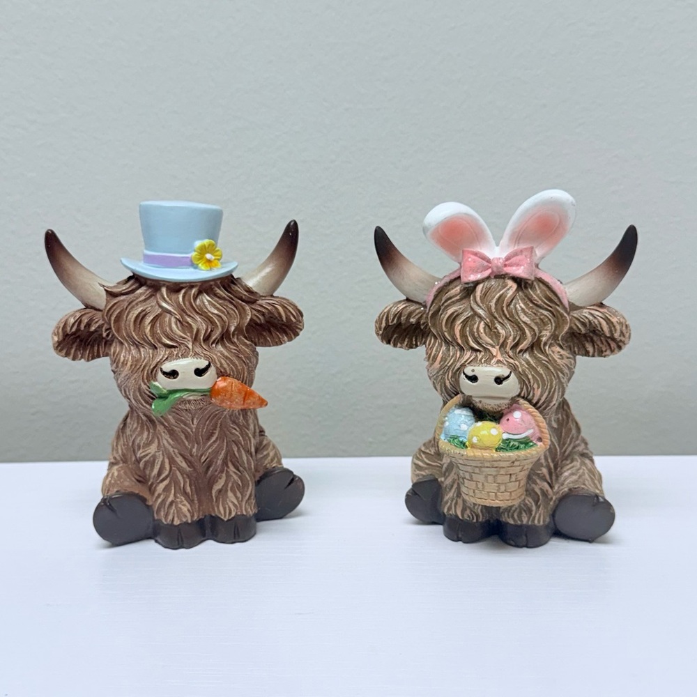 New! Adorable Highland Cow Easter Figurines Set from Hobby Lobby Spring 2026